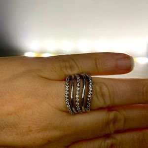 Lia Sophia Silver & Gemstone “wave” ring